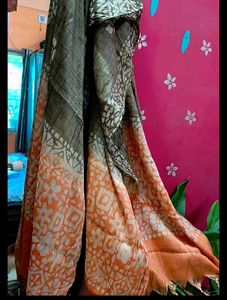 Elegant Coral &amp; Brown Kurti Pant Duppata Set