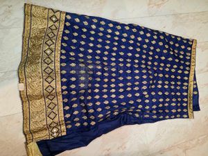 Unstitched Navy Blue Embroidered Lehnga Choli