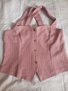 SHEIN BRAND Cute Pink Button-Down Tank Top