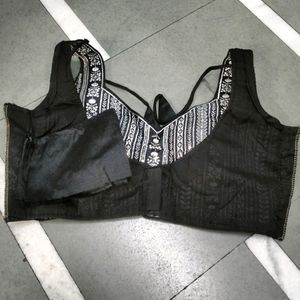 Black Colour Chicken Work Sequence Blouse