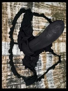 Black Ruffle Trim Thong
