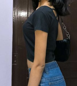 Black Criss-Cross Back Top