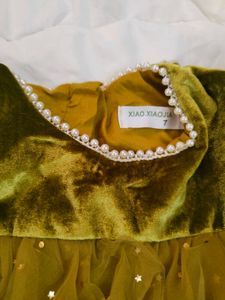 Olive Green Sparkle Tulle Dress