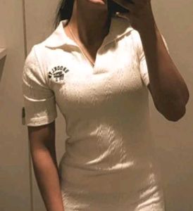 Cute White Knit Mini Dress