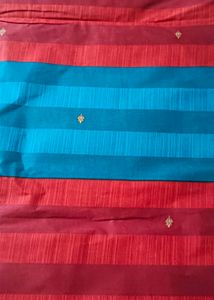 Red &amp; Blue Cotton Saree
