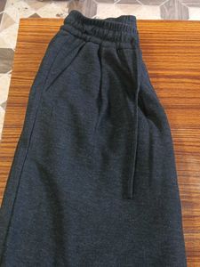 Gray Drawstring Woollen Pants