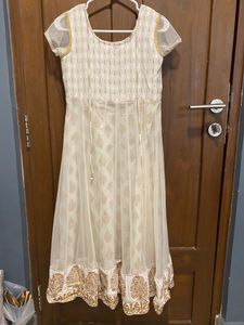 Off White Net Kurthi With Dupatta