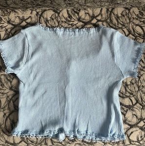 RIBBED+LACE BUTTON UP TOP