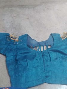 Teal Blouse with Gold Trim