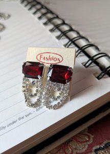 Red Jewel Silver Chain Necklace