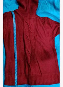 Maroon Knit Turtleneck Sweater