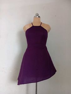 Purple Halter Asymmetrical Dress