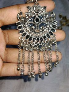 Silver Tone Peacock Necklace