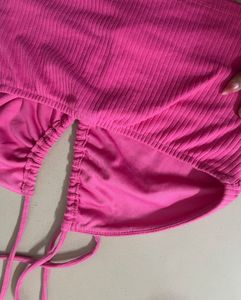 Hot Pink Tie-Up Crop Top