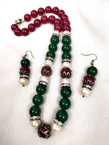 Beaded Necklace and Earrings Set