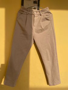 Beige High-Waisted Trousers