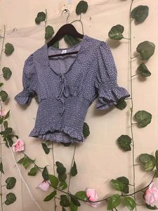 Floral Tie-Front Smocked Blouse