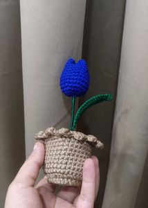 Crochet Tulip in Pot - Handmade Decor