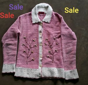 Pink - White Sweater For 8 to 12 year Girls