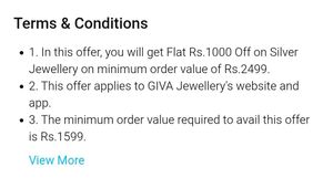 GIVA 1000rs Coupon For Men And Women Any Jwellery
