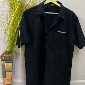 Hungry Jack's Black Button-Up Shirt