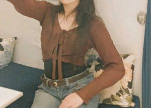 Brown Sheer Pull Over
