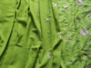 Embroidery Light Green Saree💚