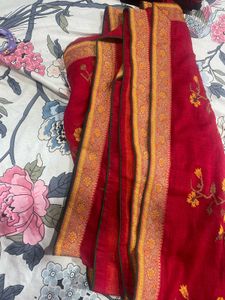 Elegant Red Floral Saree