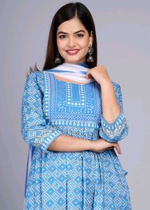 Beautiful Nyra Cut Kurti Pant Dupatta Set