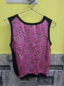 Pink Abstract Print Top