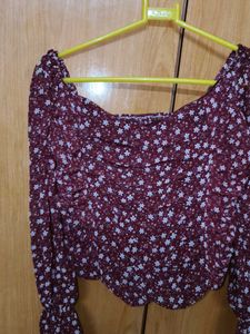 Floral Print Ruched Long Sleeve Top