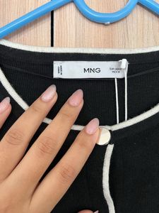 Mango Contrast Trim Cardigan