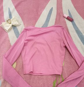 Y2K Pink Rhinestone Long Sleeve