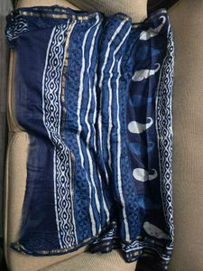Indigo Hand block Saree