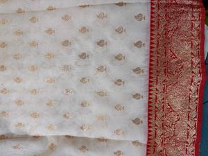 Bengali Traditional White-red Saree