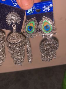 Statement Silver Jhumka Earrings