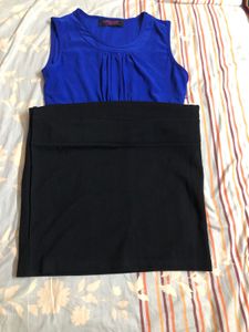 Straight Fit Blue Knee Length Dress
