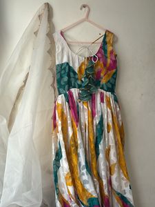 White Anarkali with Dupatta