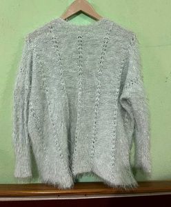 vintage luxury gorge blue fur mohair knitwear