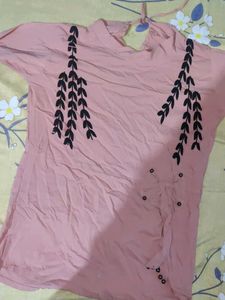 Peach Leaf Print Top