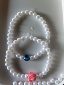 Pearl Bracelet with Rose And Evil Eye Combo