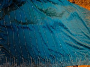 Elegant double colour Satin Saree