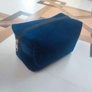 Elegant Blue Velvet Pouch