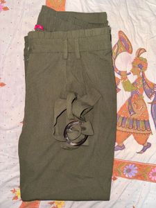 Olive Green Belted Pants