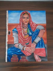 Rajasthani Woman Oil Painting 🎨