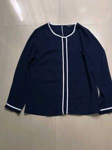 Nevy Blue Silk Top For Casual Wear