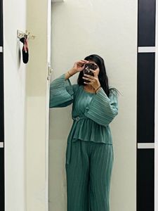 Green Plisse Co-ord Set