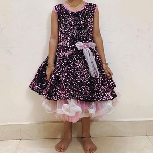 Purple Sequin Frock For Party Wear
