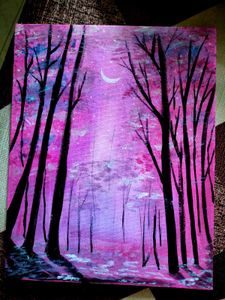 Pink Forest Acrylic Painting