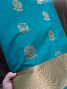 Kanchipuram Pattu  Silk Saree Peacock Colour